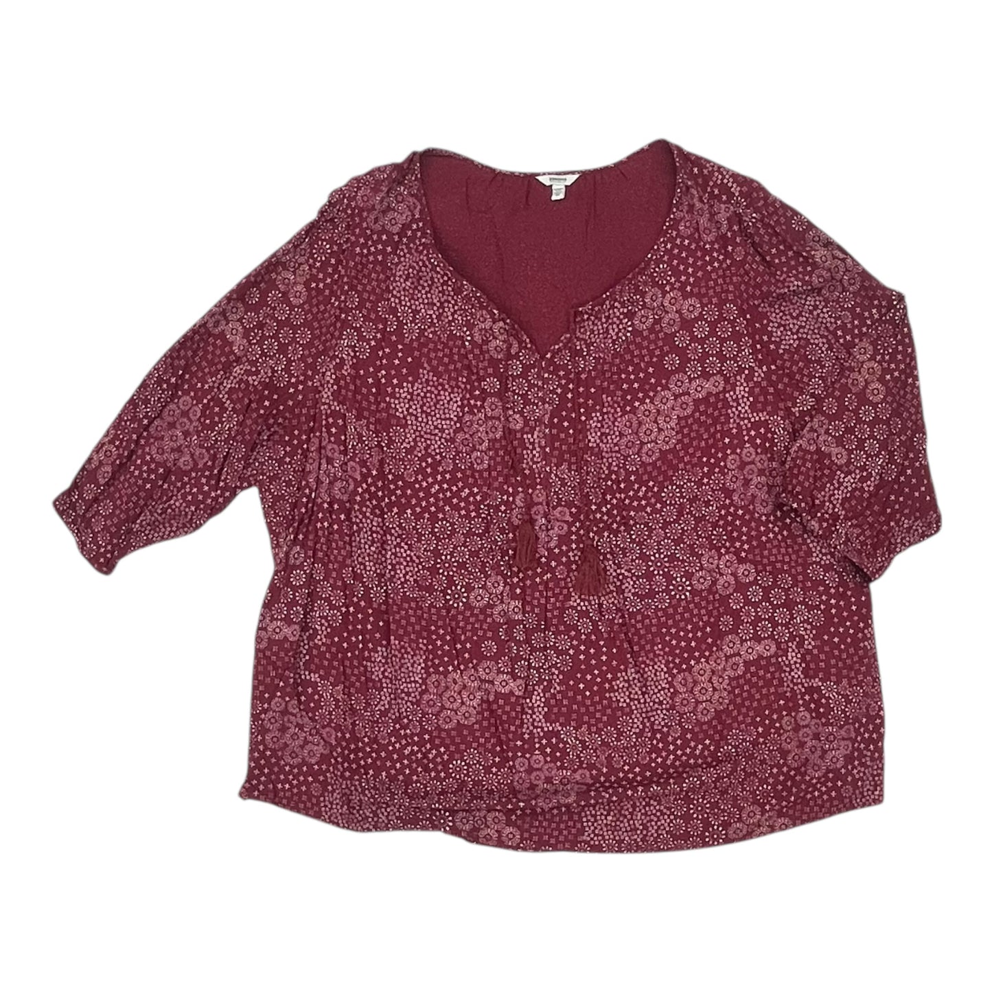 Blouse 3/4 Sleeve By Sonoma In Red, Size:3X
