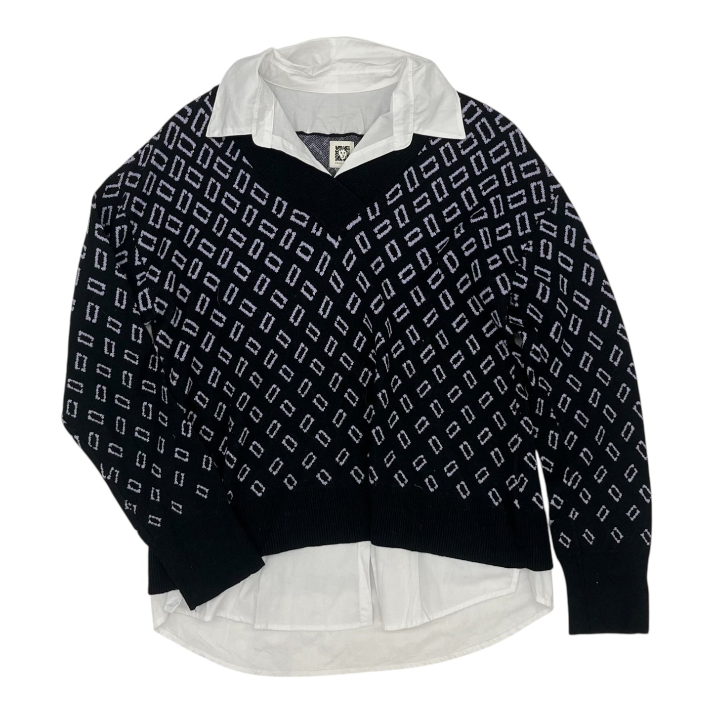 Sweater By Anne Klein In Black & Purple, Size:L