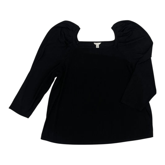 Blouse 3/4 Sleeve By Cato In Black, Size:2X