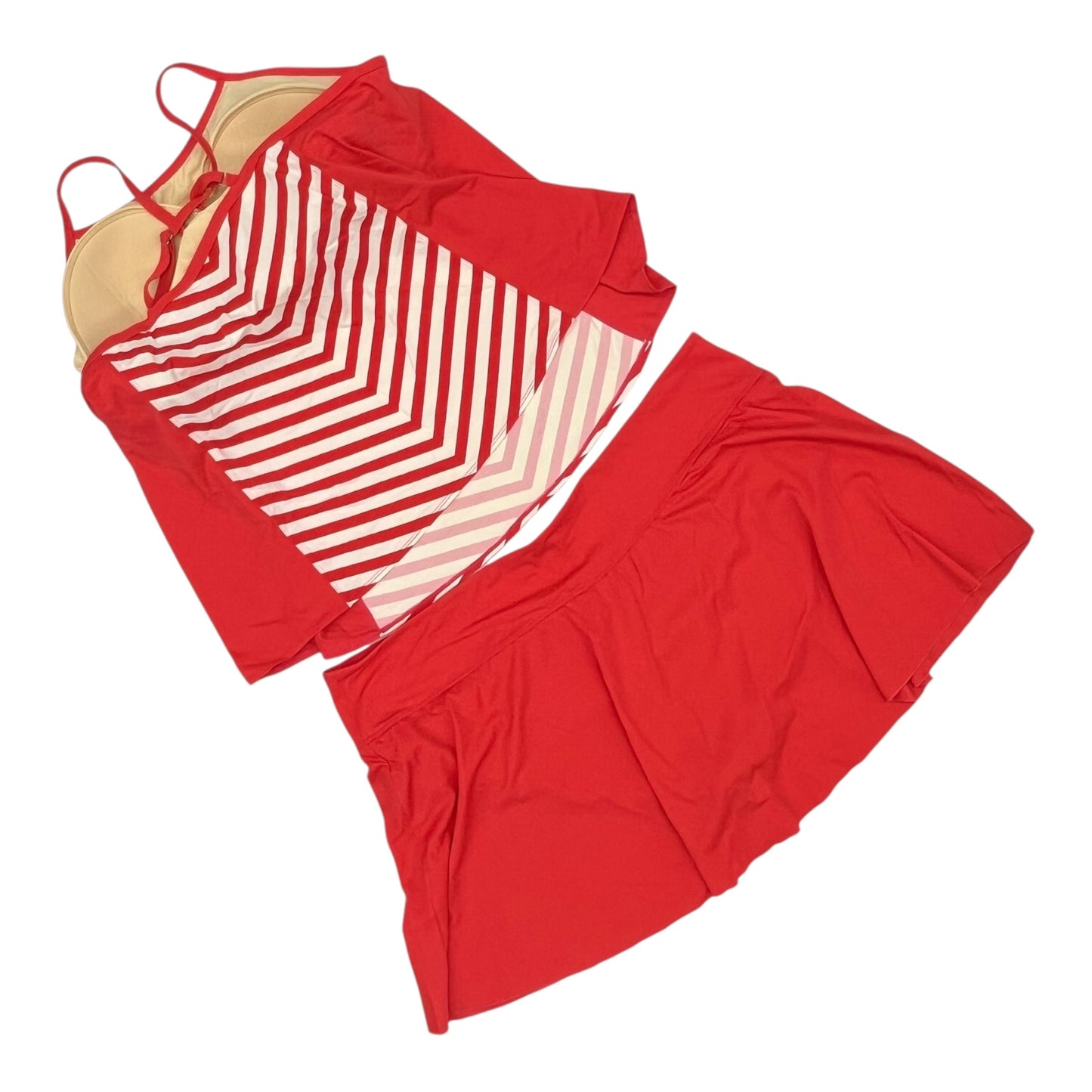 Swimsuit 2Pc By Clothes Mentor In Red & White, Size:4X