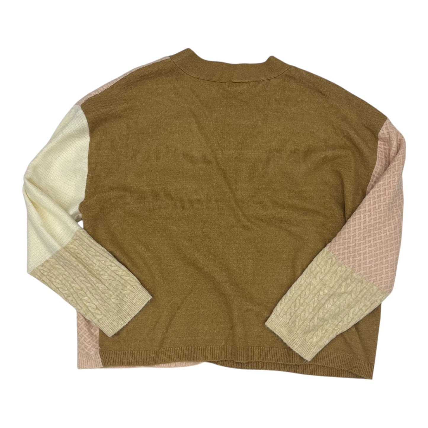 Sweater Cardigan By Beachlunchlounge In Pink & Tan, Size:Xxl