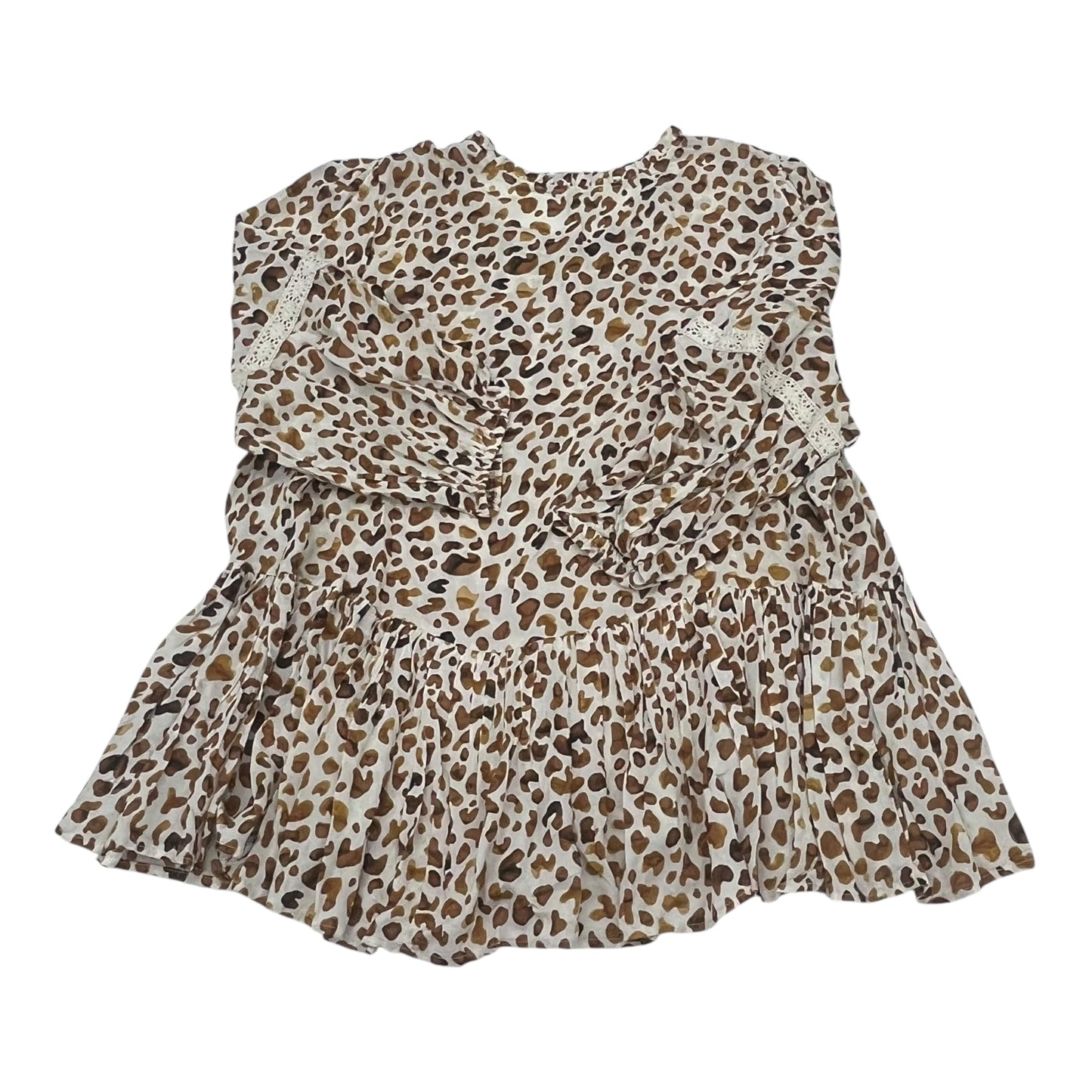 BLOUSE 3/4 SLEEVE by CATO In BROWN & CREAM, Size: 2X