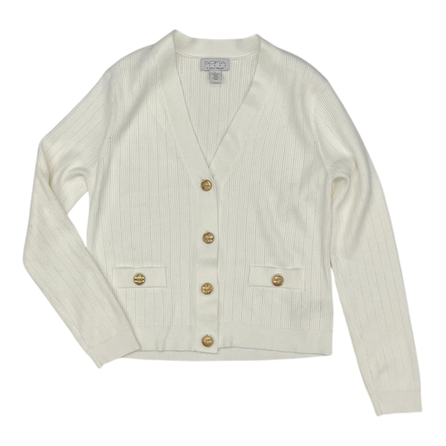 Cardigan By Sofia By Sofia Vergara In Cream, Size:L