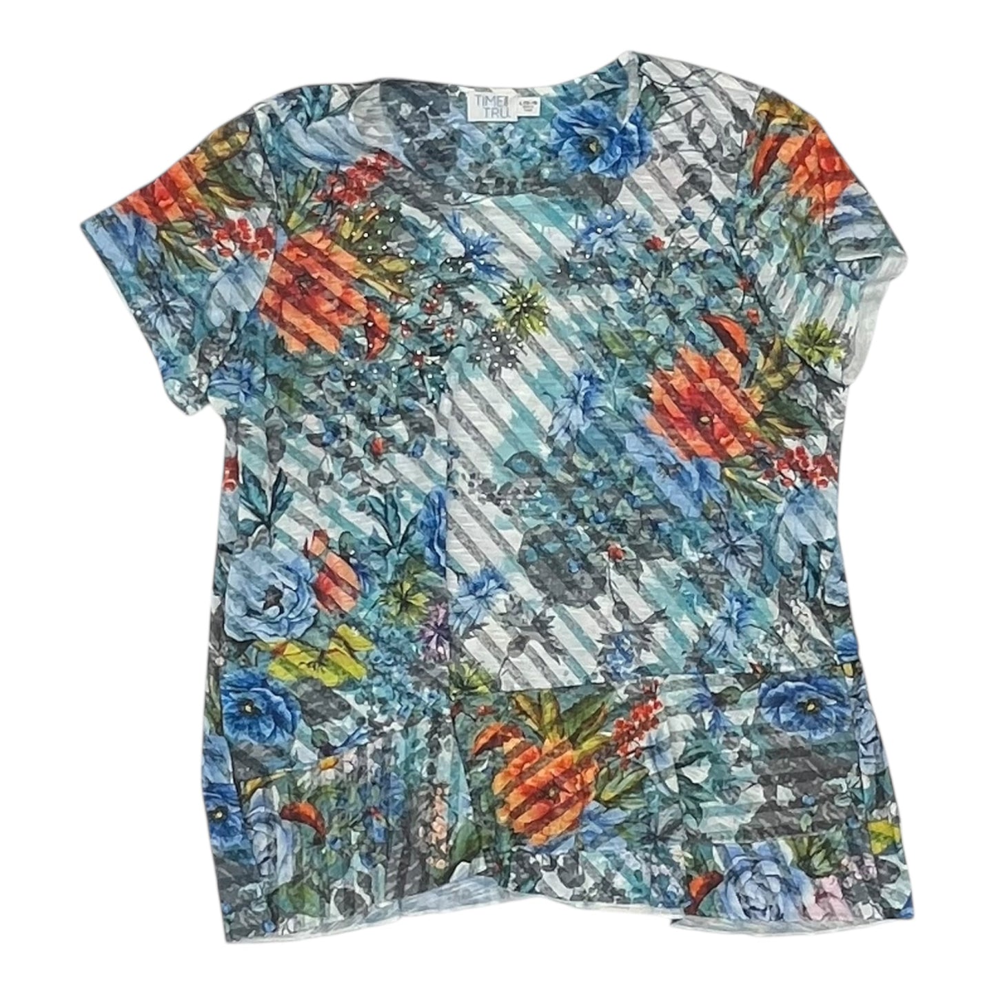 Top Ss By Time And Tru In Floral Print, Size:L