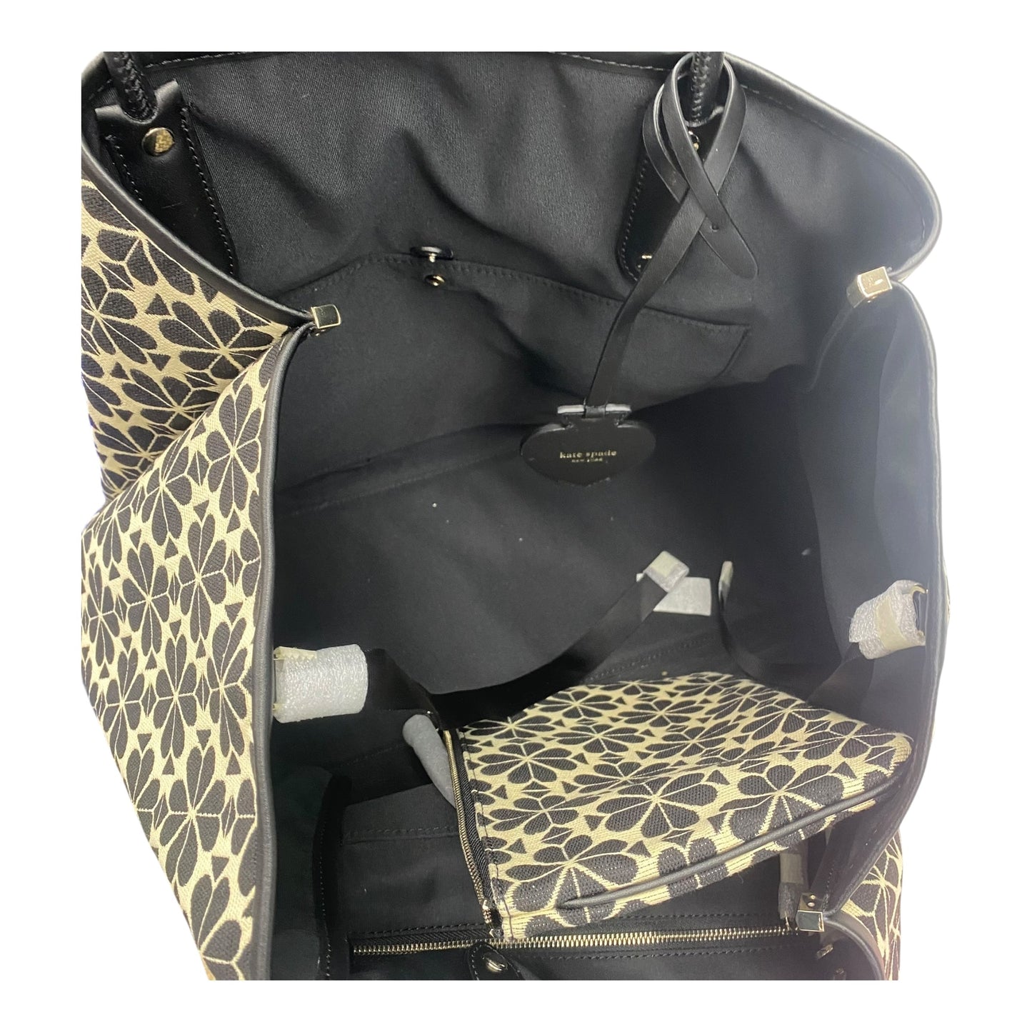 Tote Designer By Kate Spade In Black & Cream, Size:Large