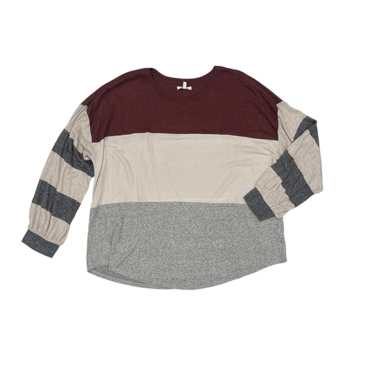 Top Ls By Maurices In Red & Tan, Size:2X