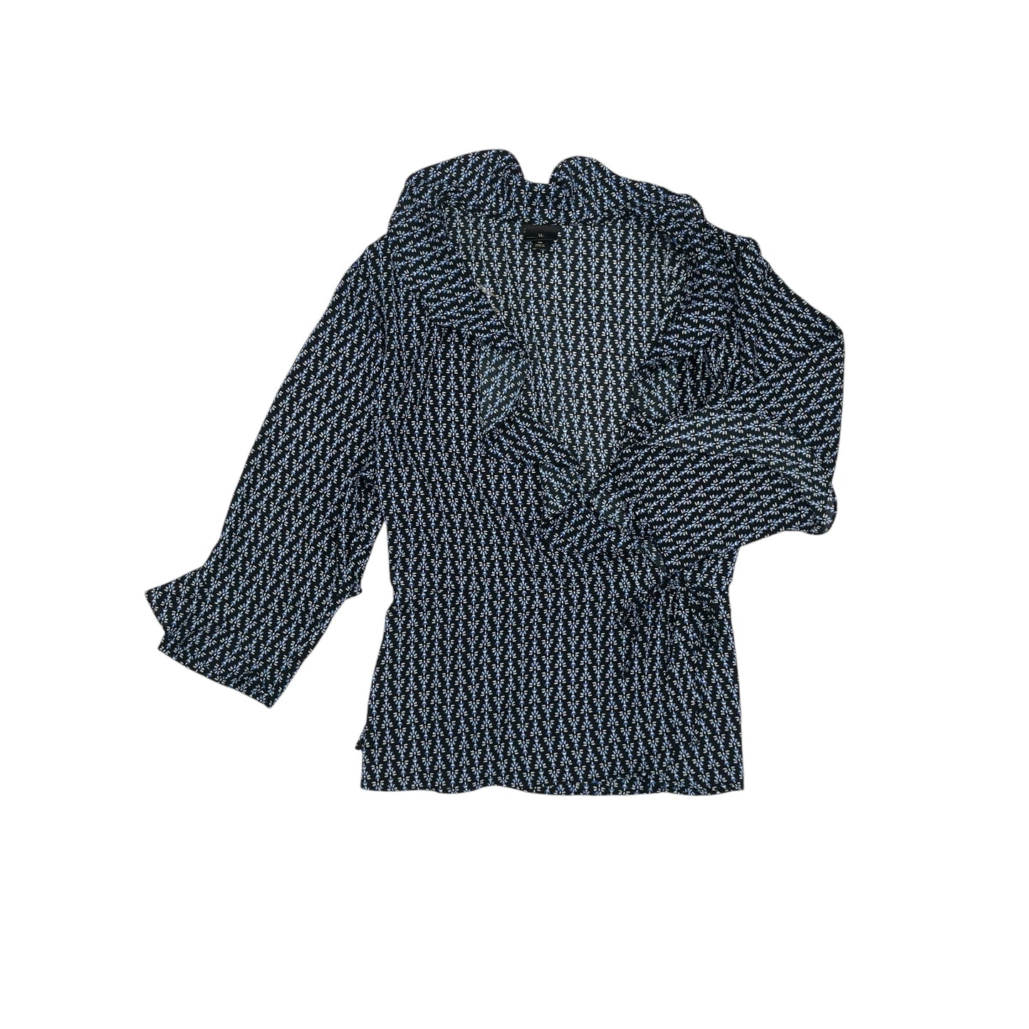 Blouse 3/4 Sleeve By Worthington In Black & Blue, Size:Xl