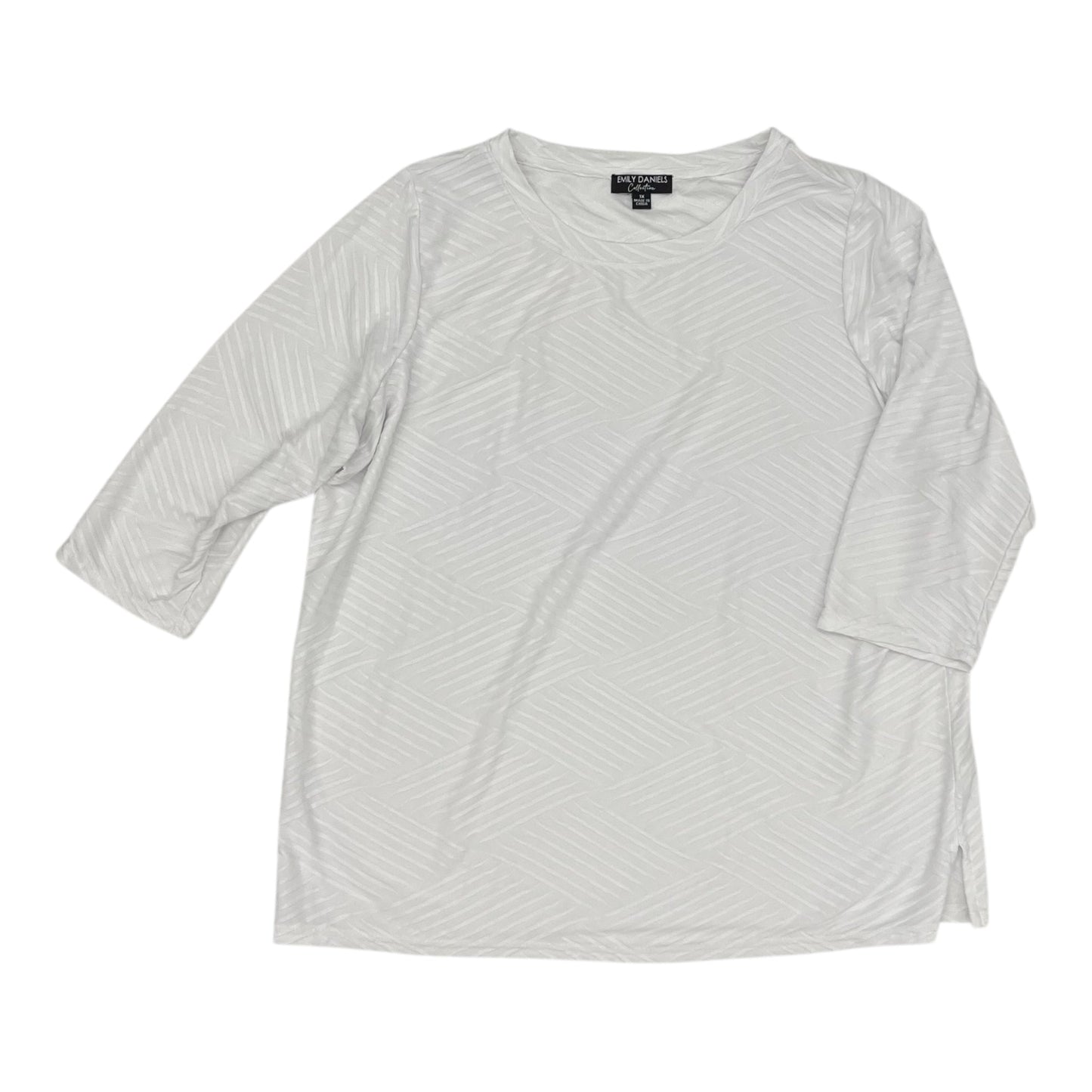 Blouse 3/4 Sleeve By Emily Daniels In White, Size:1X