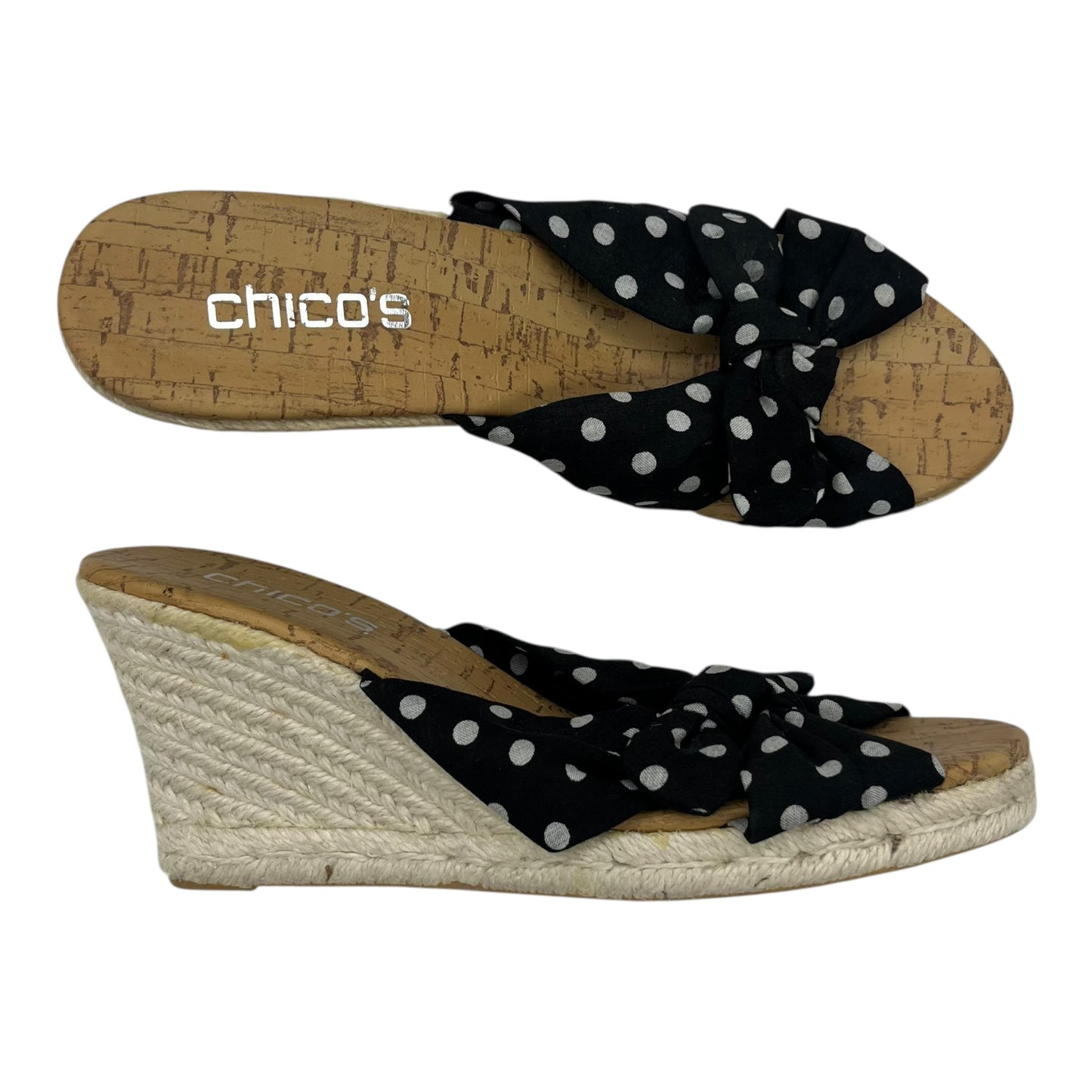 Sandals Heels Wedge By Chicos In Black & Brown, Size:8