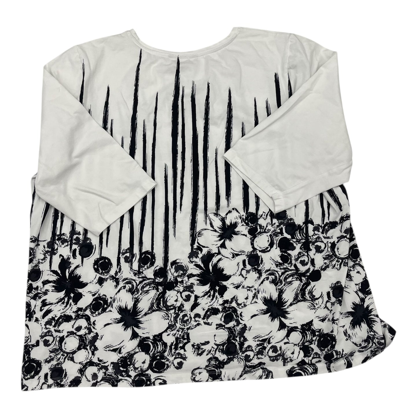Top 3/4 Sleeve By Cj Banks In Blue & White, Size:3X