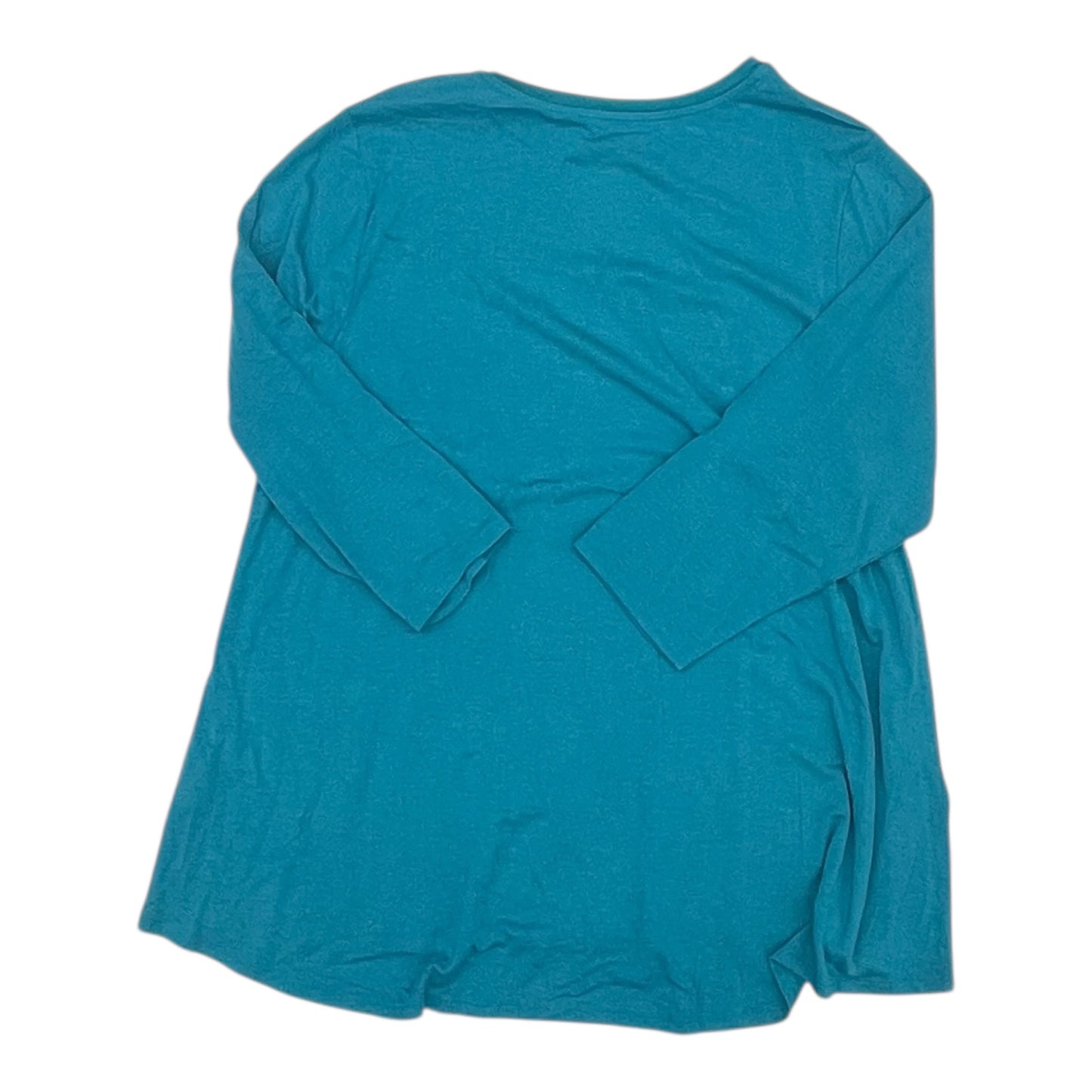 Top 3/4 Sleeve Basic By H For Halston In Aqua, Size:1X