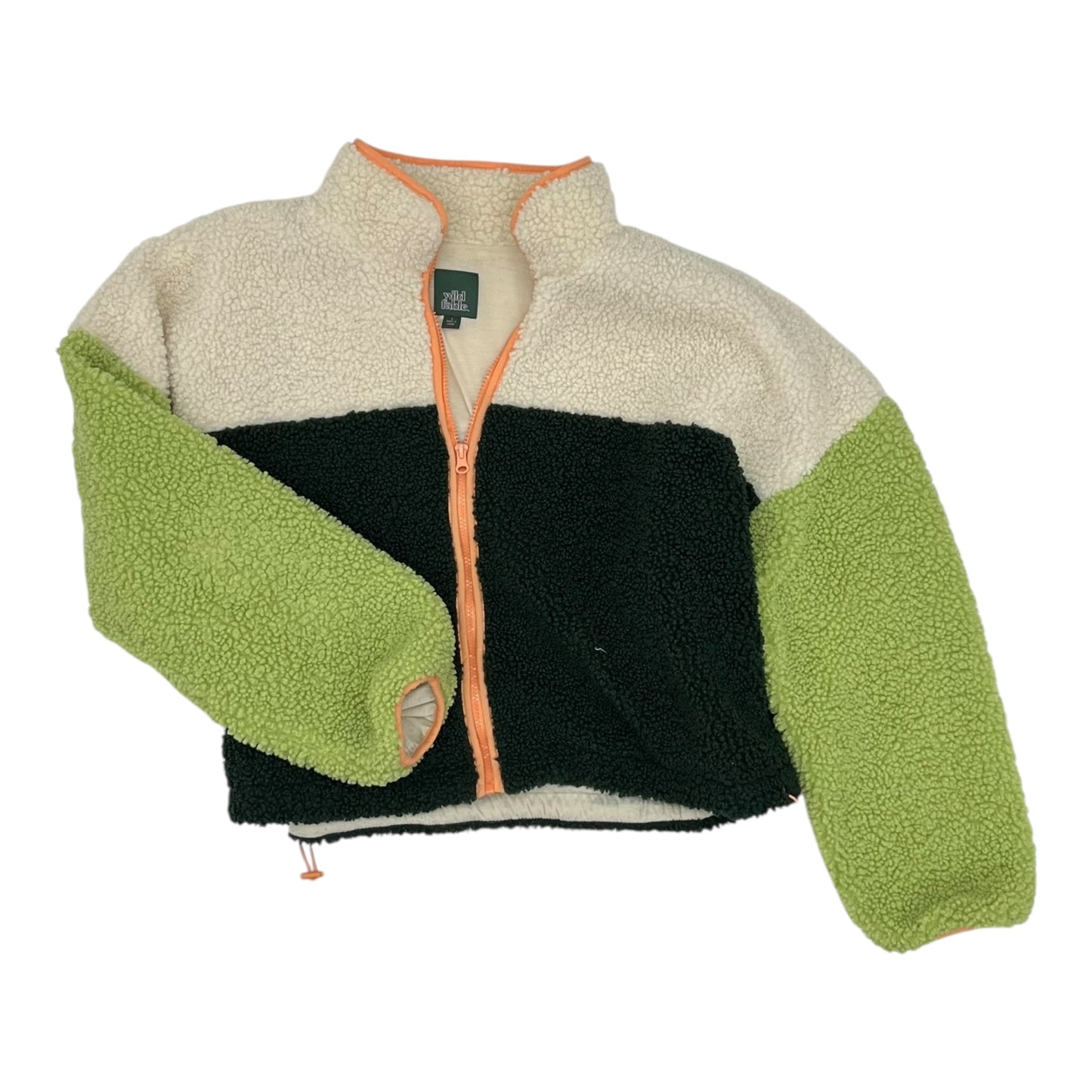 Jacket Fleece By Wild Fable In Cream & Green, Size:L
