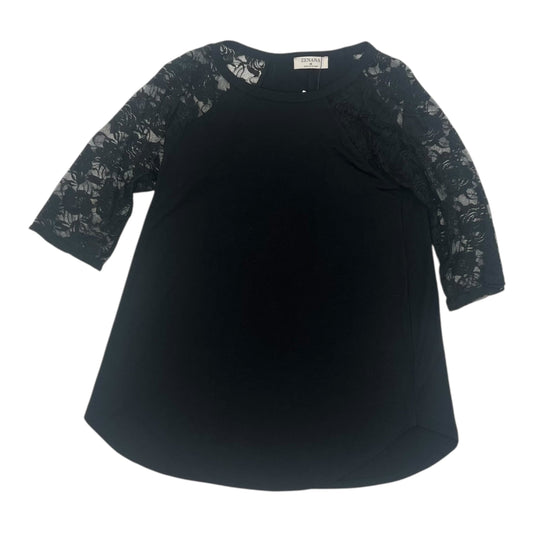 Blouse 3/4 Sleeve By Zenana In Black, Size:M
