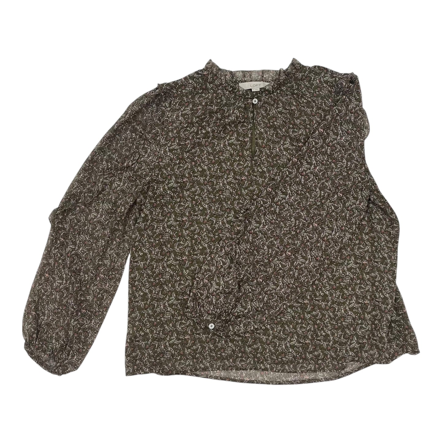 Blouse Ls By Loft In Green, Size:M