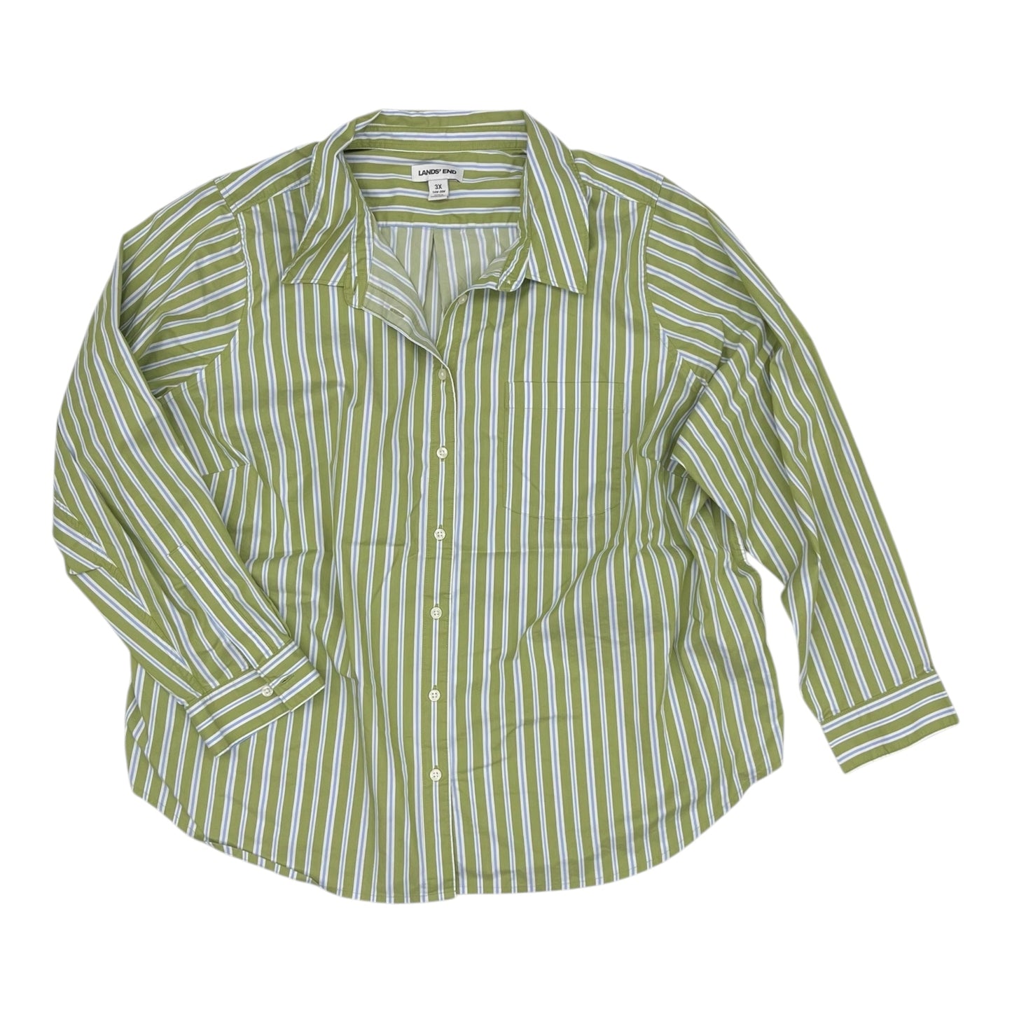 Blouse Ls By Lands End In Green, Size:3X