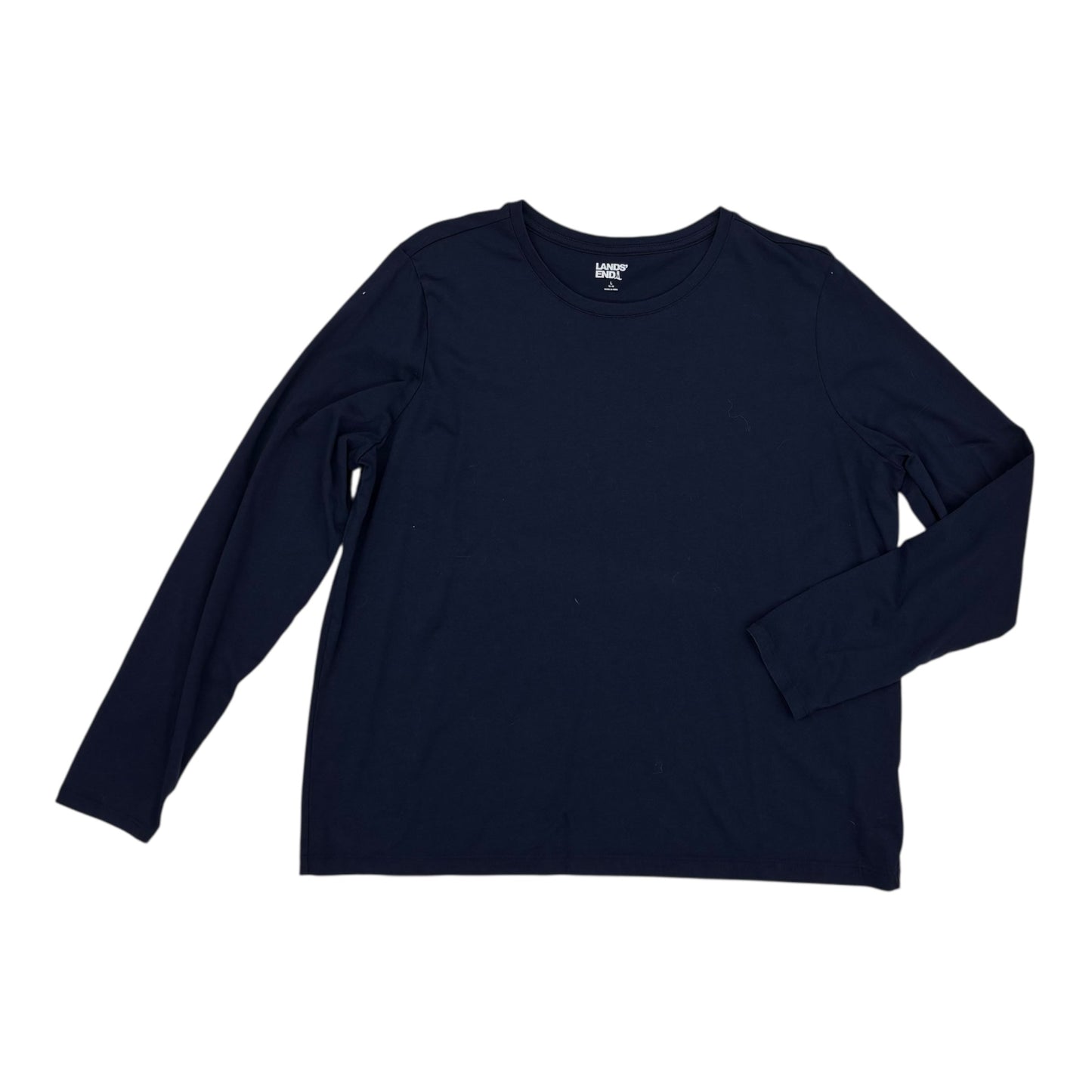 Top Ls Basic By Lands End In Navy, Size:L