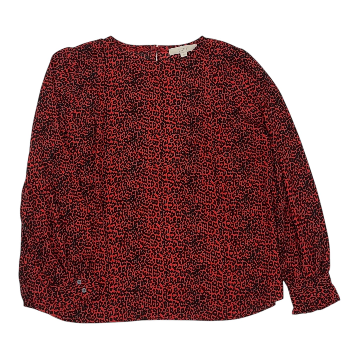Blouse Ls By Loft In Black & Red, Size:L