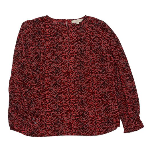 Blouse Ls By Loft In Black & Red, Size:L