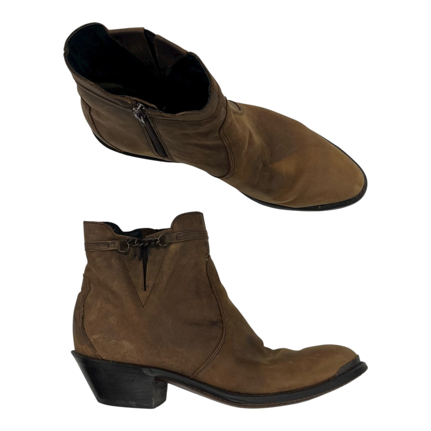 Boots Ankle Heels By Lucky Brand In Brown, Size:9.5