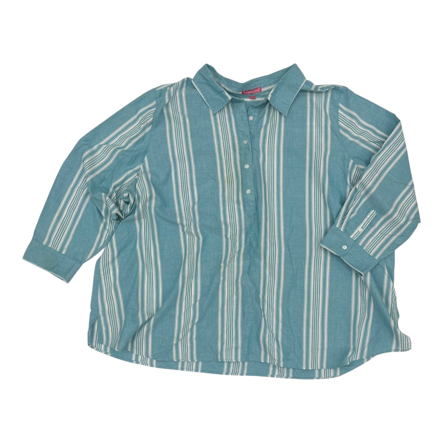 Blouse Ls By Woman Within In Blue, Size:4X