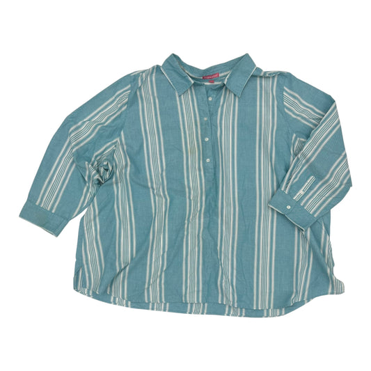 Blouse Ls By Woman Within In Blue, Size:4X