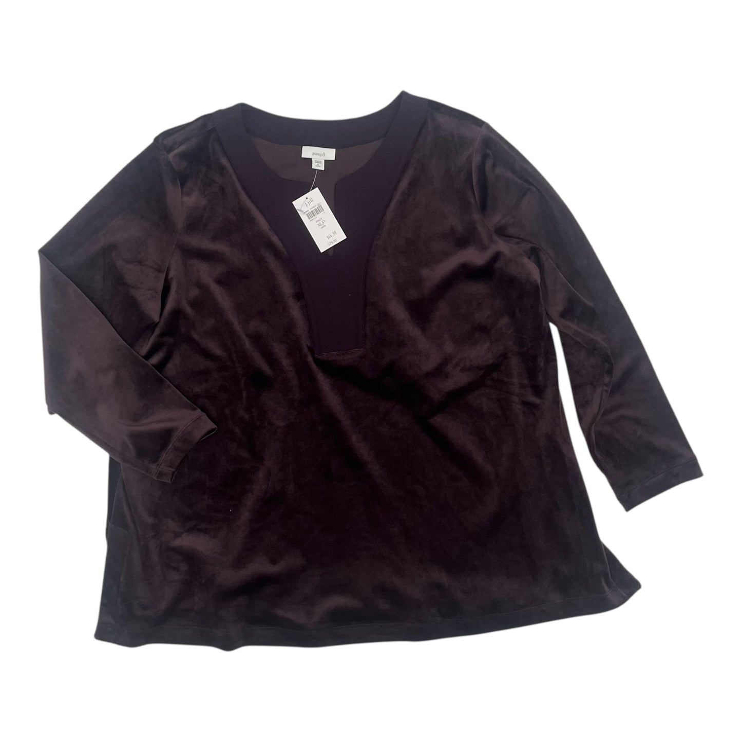 Blouse Ls By Pure Jill In Purple, Size:Xlp