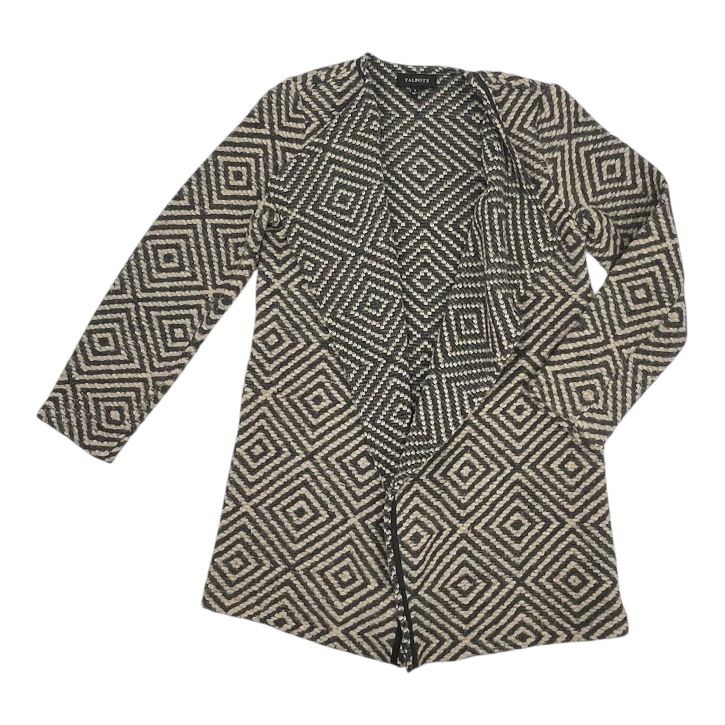 Sweater Cardigan By Talbots In Grey & Tan, Size:S