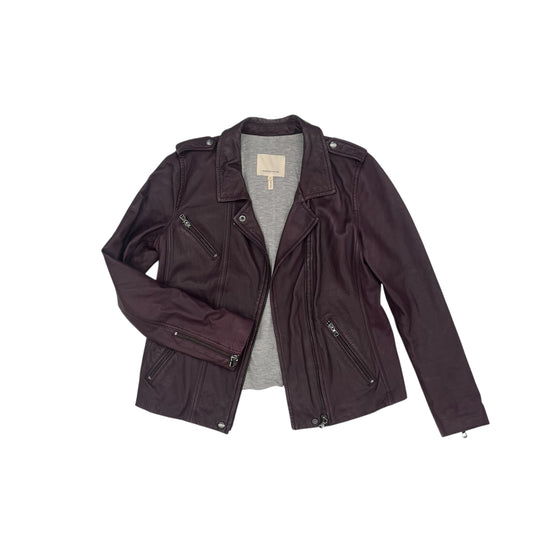 Jacket Moto Leather By Rebecca Taylor In Purple, Size:M