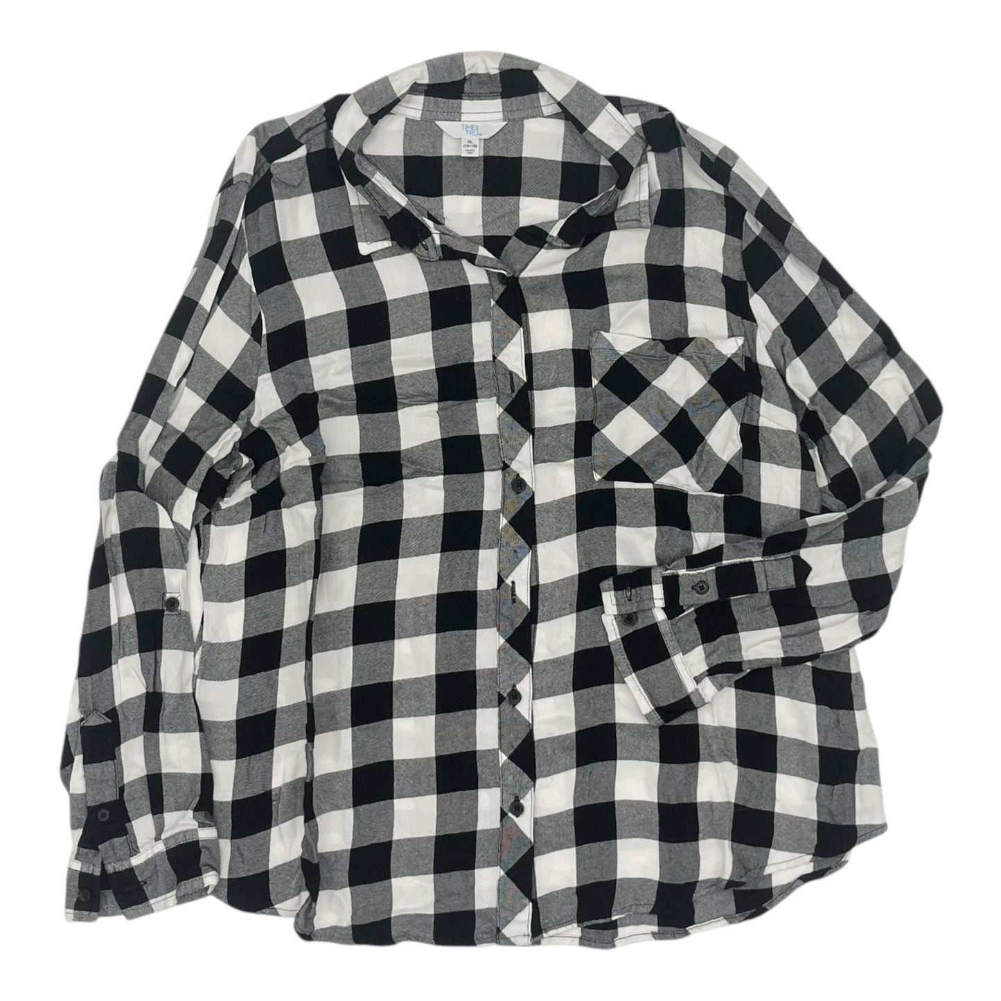 Top Ls By Time And Tru In Black & White, Size:Xl