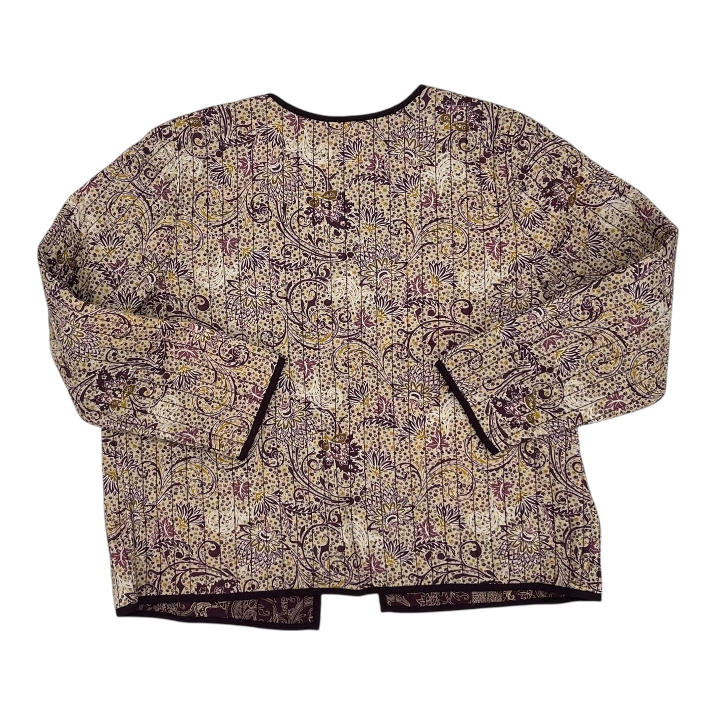 Jacket Puffer & Quilted By Pure Jill In Purple & Tan, Size:22Womens