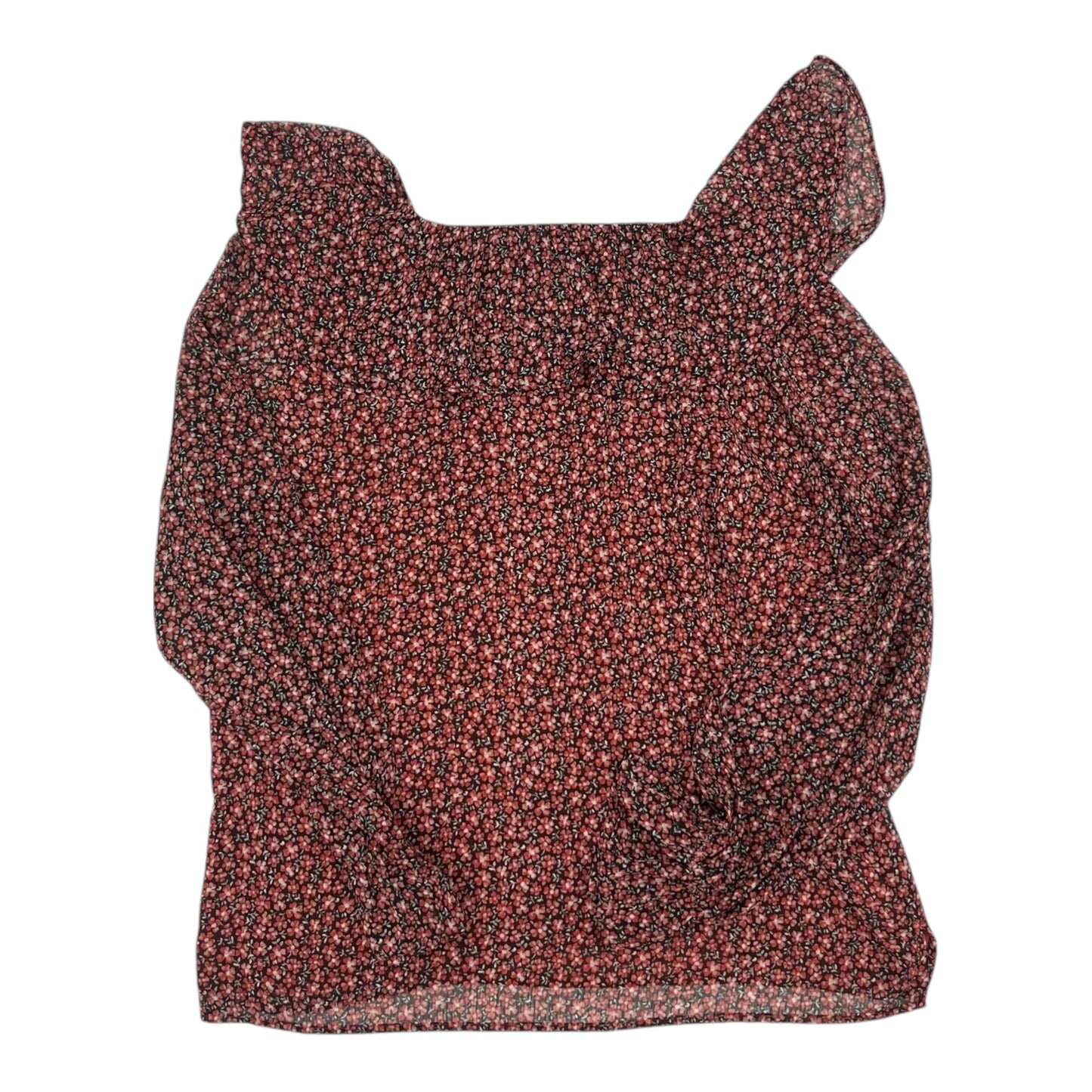 Blouse Ls By Loft In Black & Red, Size:L