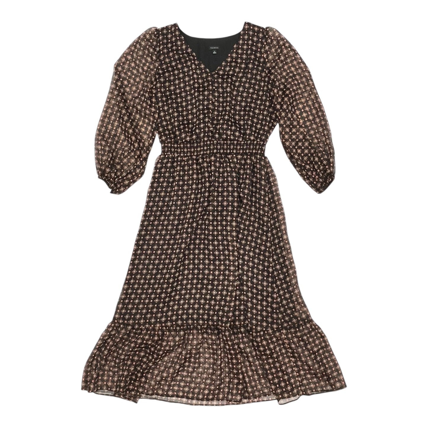 Dress Party Midi By Talbots In Black & Orange, Size:6