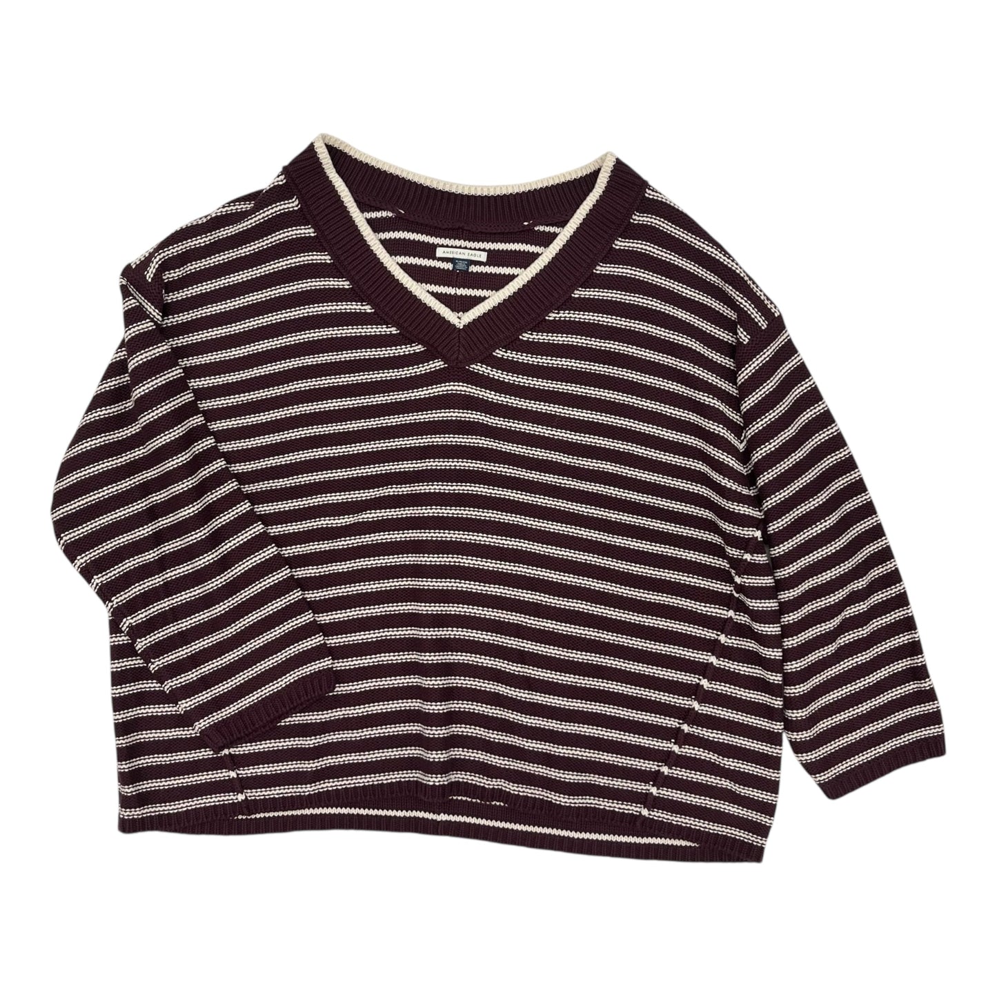 Sweater By American Eagle In Cream & Purple, Size:Xl
