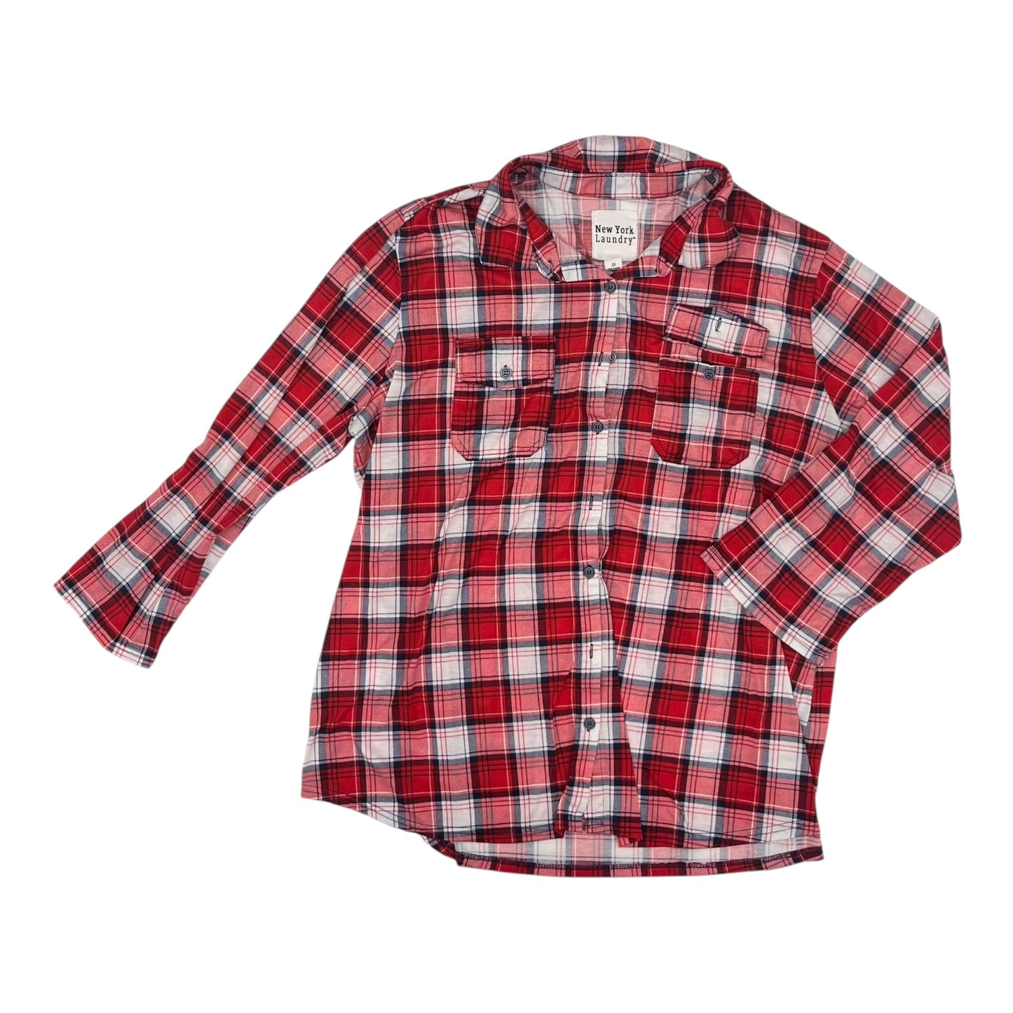 Top Ls By New York Laundry In Plaid Pattern, Size:2X