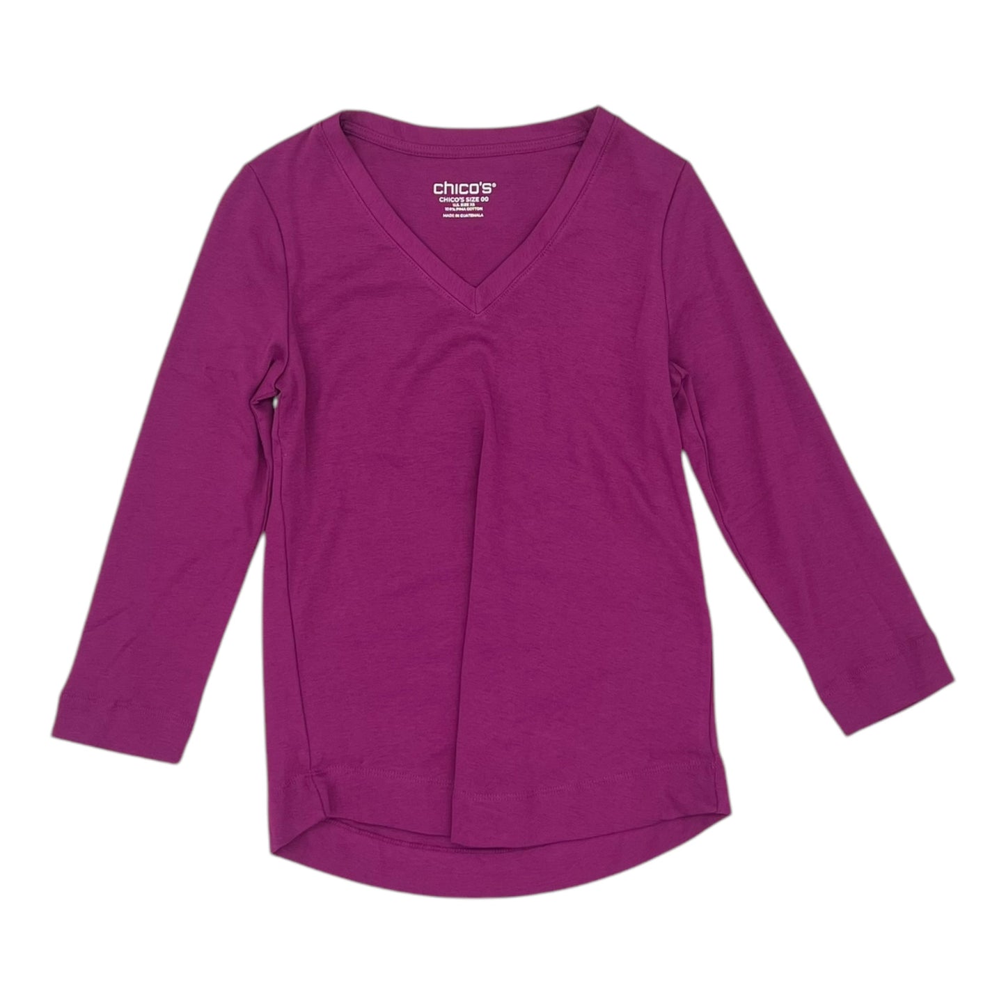 Top 3/4 Sleeve By Chicos In Purple, Size:Xs