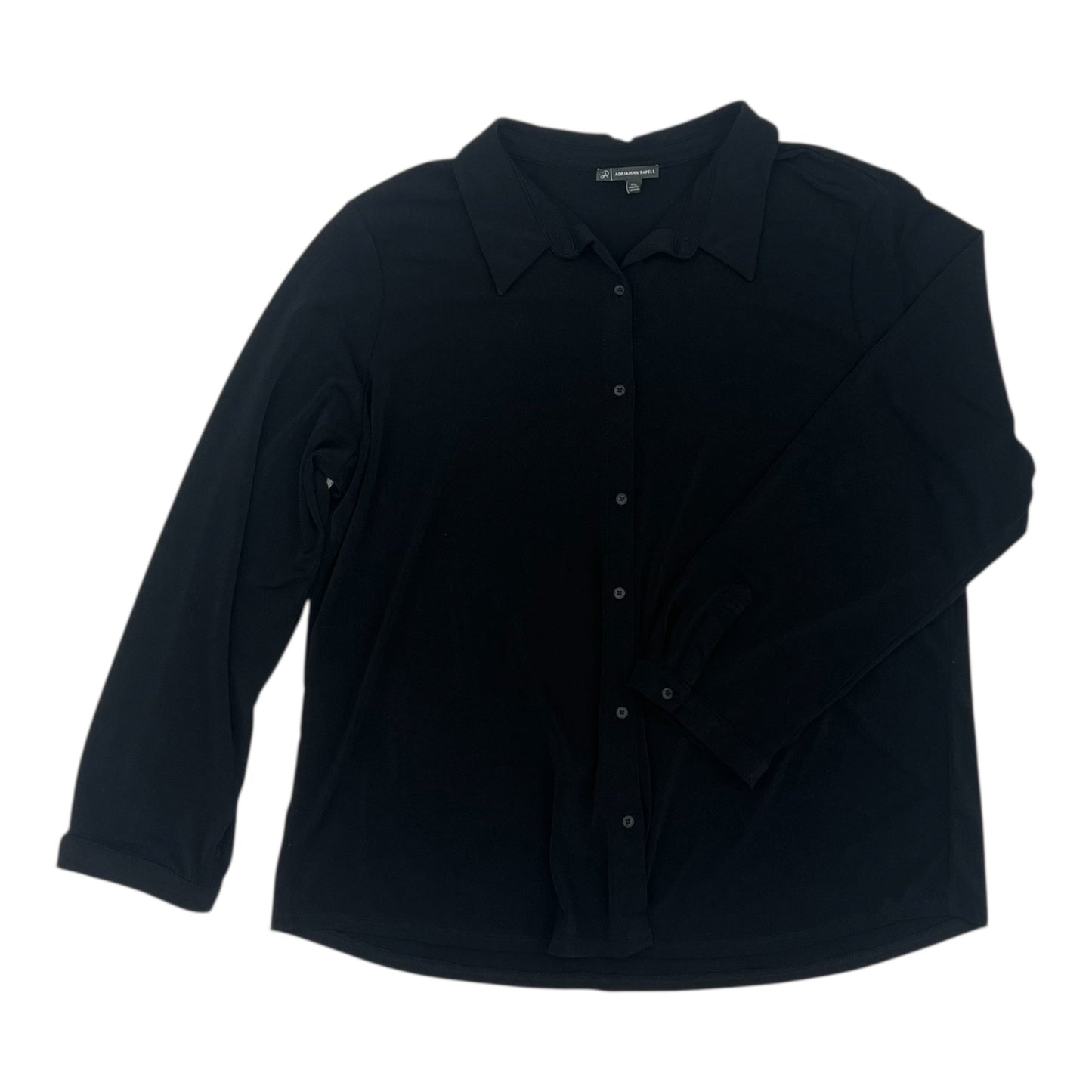 Blouse Ls By Adrianna Papell In Black, Size:Xxl