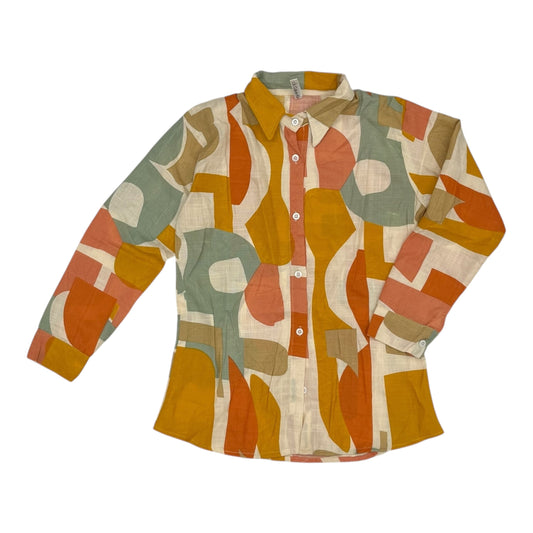 Blouse 3/4 Sleeve By Calvin Klein In Orange, Size:S
