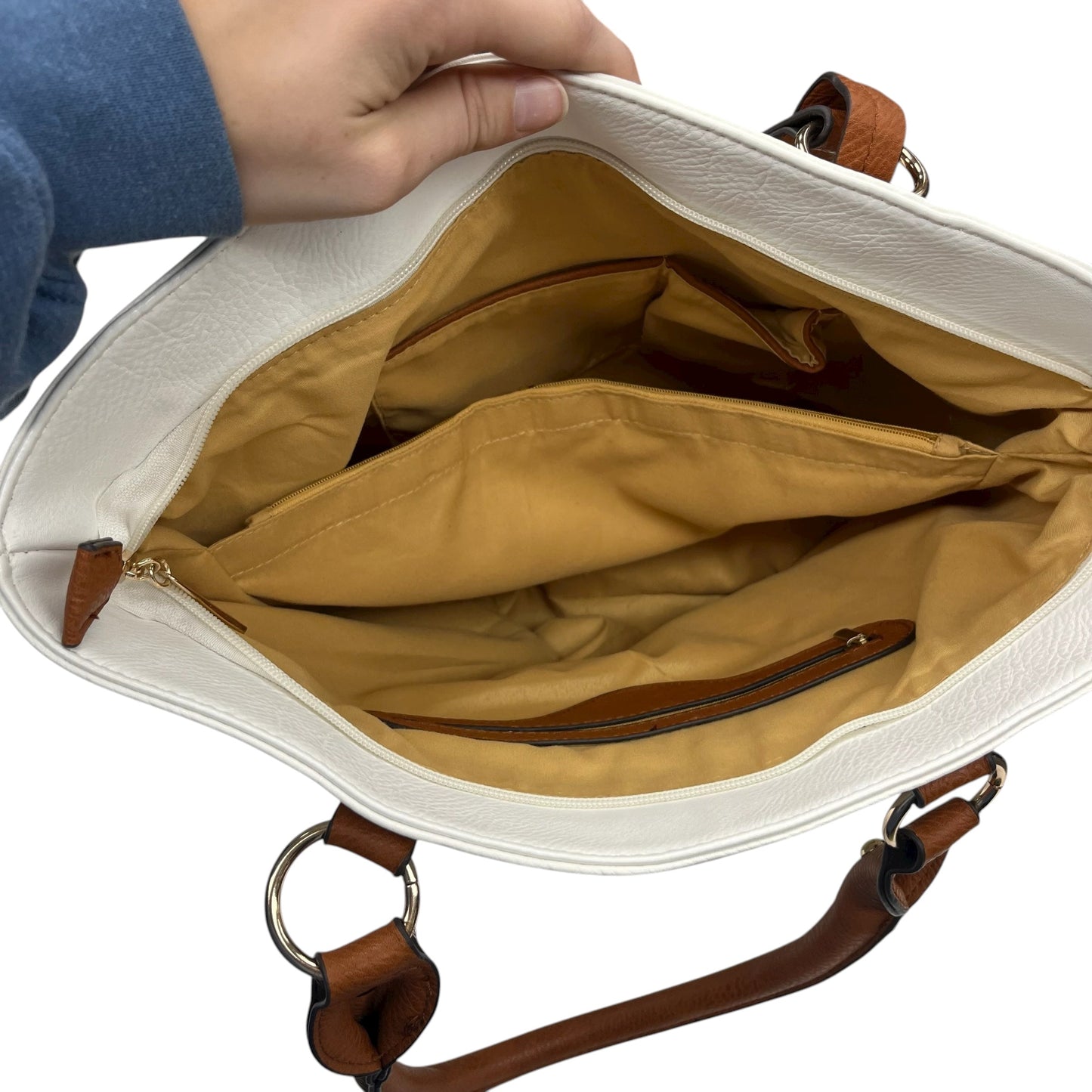 Handbag By Cme In Brown & Cream, Size:Large