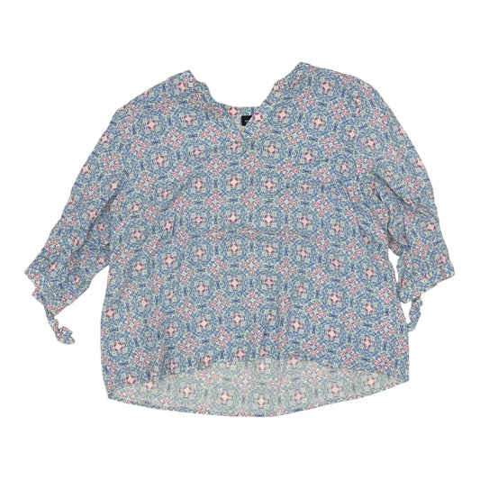 Blouse Ls By Jones And Co In Blue, Size:2X