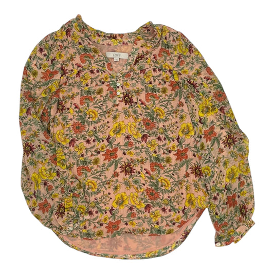 Blouse Ls By Loft In Floral Print, Size:M