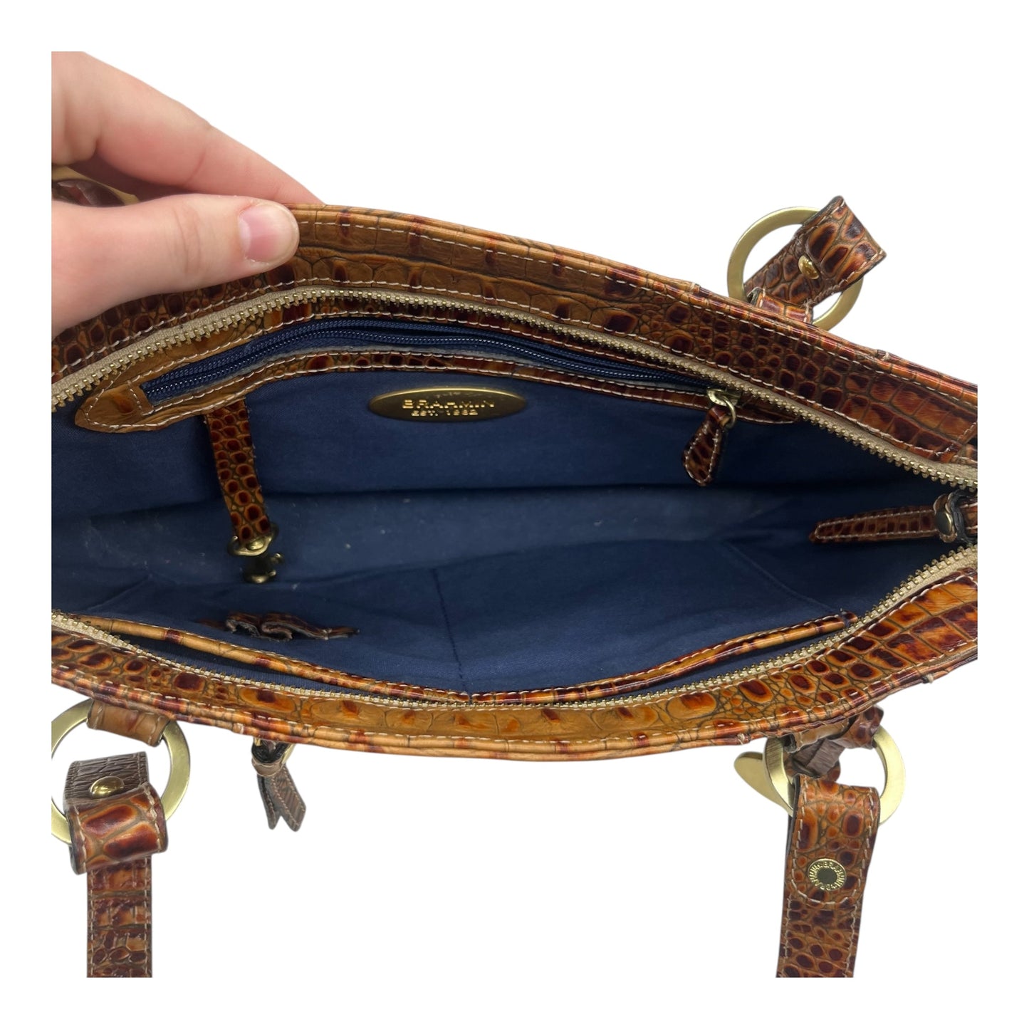 Handbag Designer By Brahmin In Brown, Size:Medium