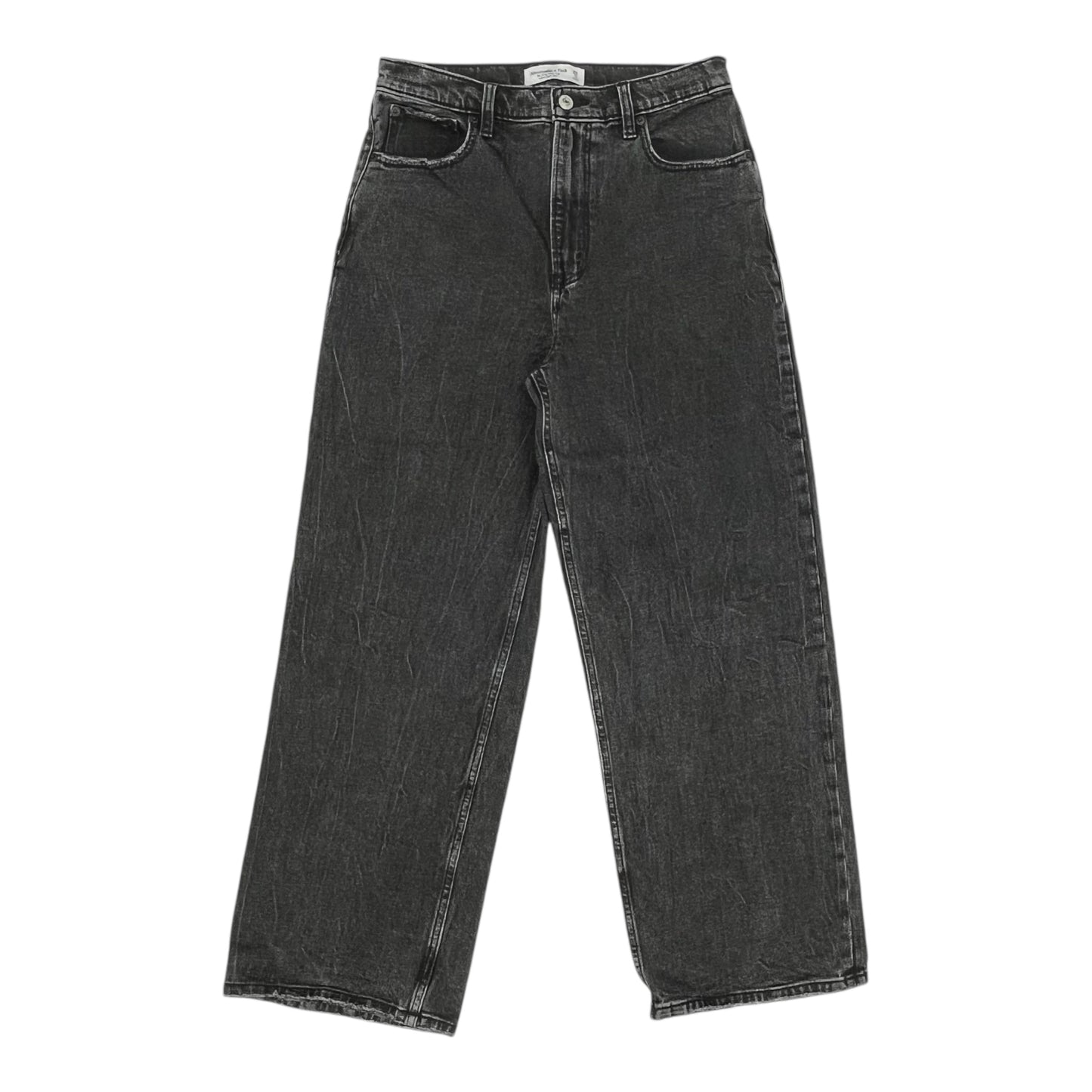 Jeans Wide Leg By Abercrombie And Fitch In Black Denim, Size:8L