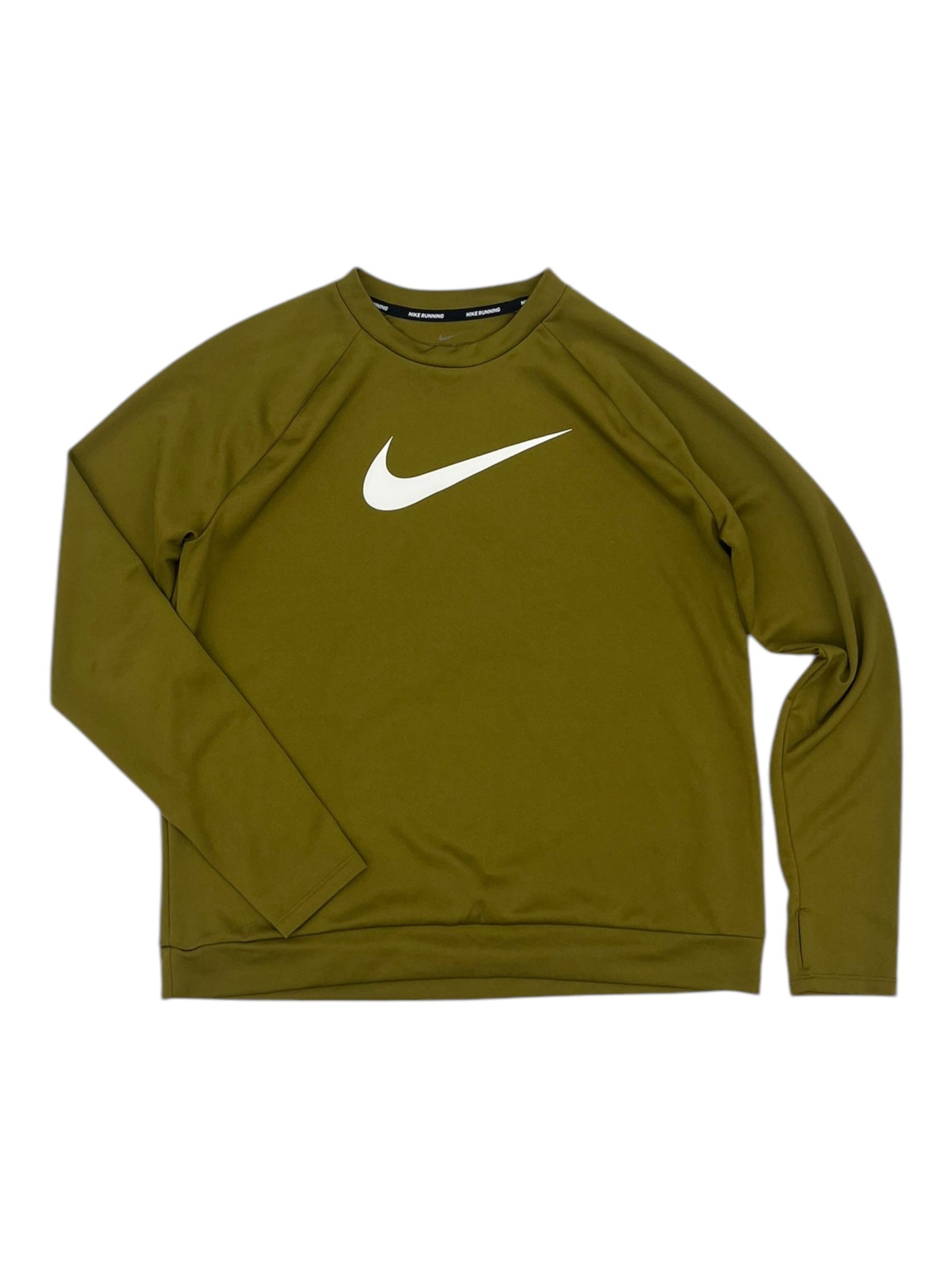 Athletic Top Ls Collar By Nike In Green, Size:L