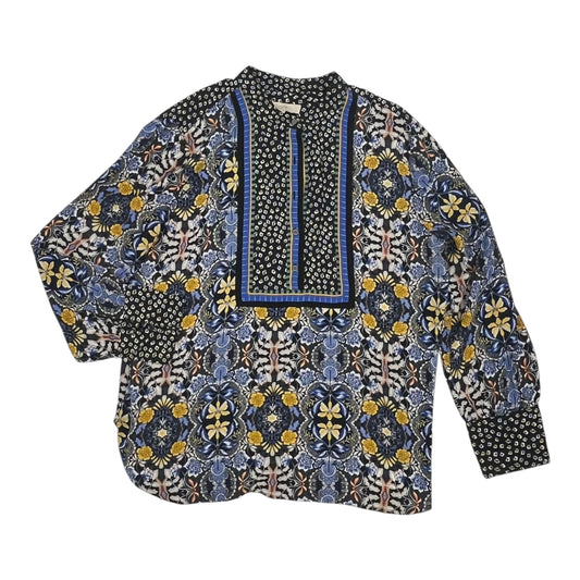 Blouse Ls By Loft In Blue, Size:Xl