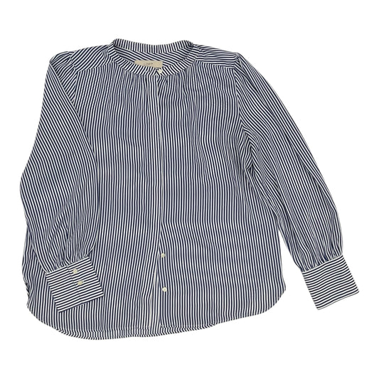 Blouse Ls By Loft In Blue & White, Size:L