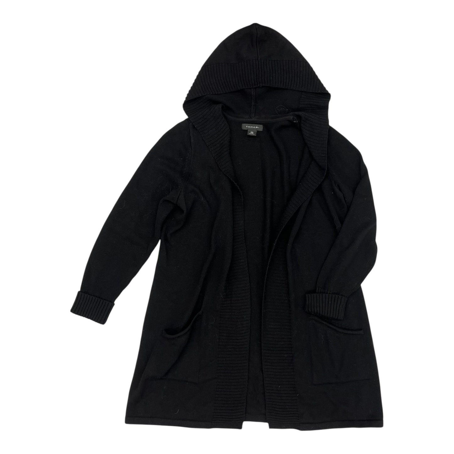 Sweater Cardigan By Tahari In Black, Size:1X