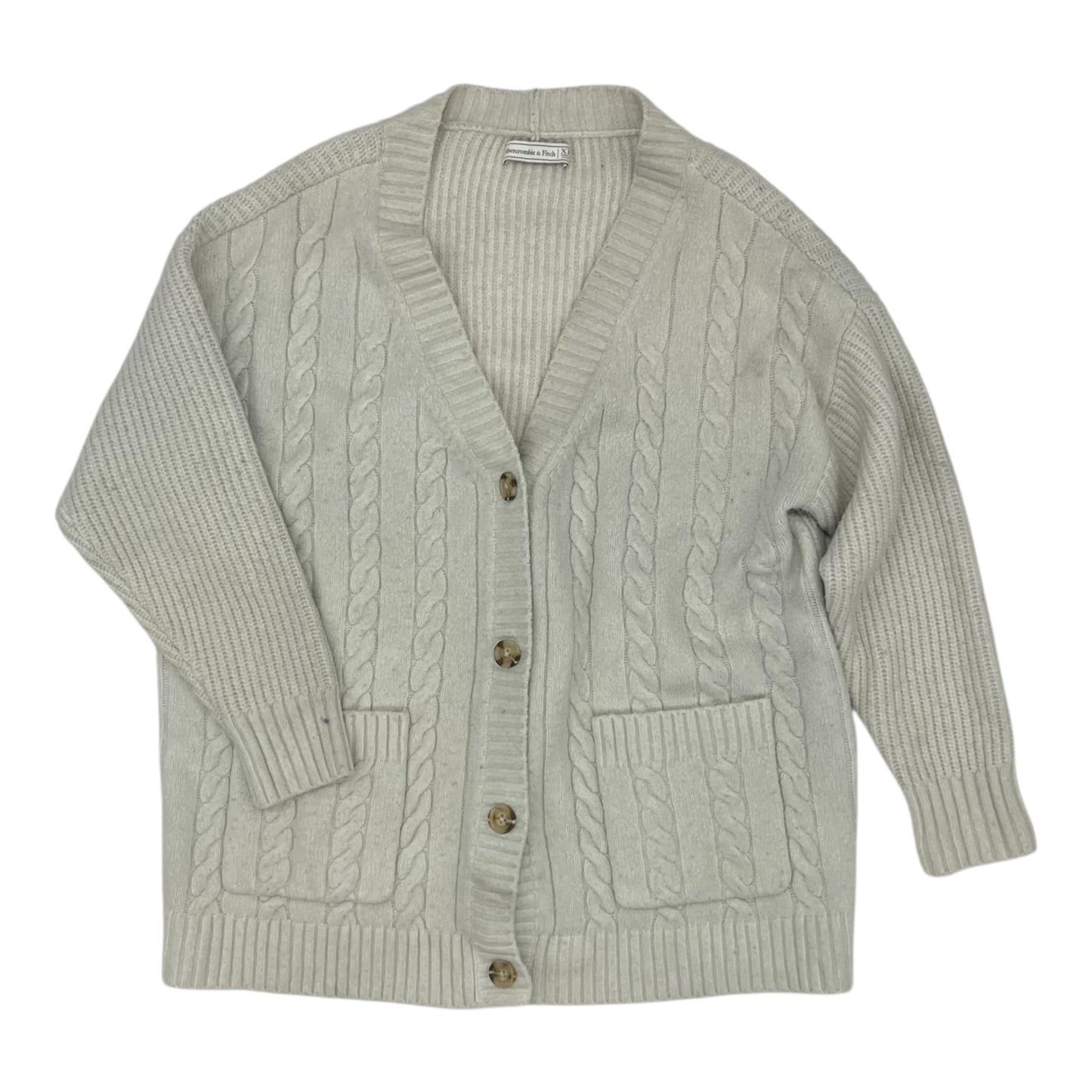 Sweater Cardigan By Abercrombie And Fitch In Cream, Size:Xl