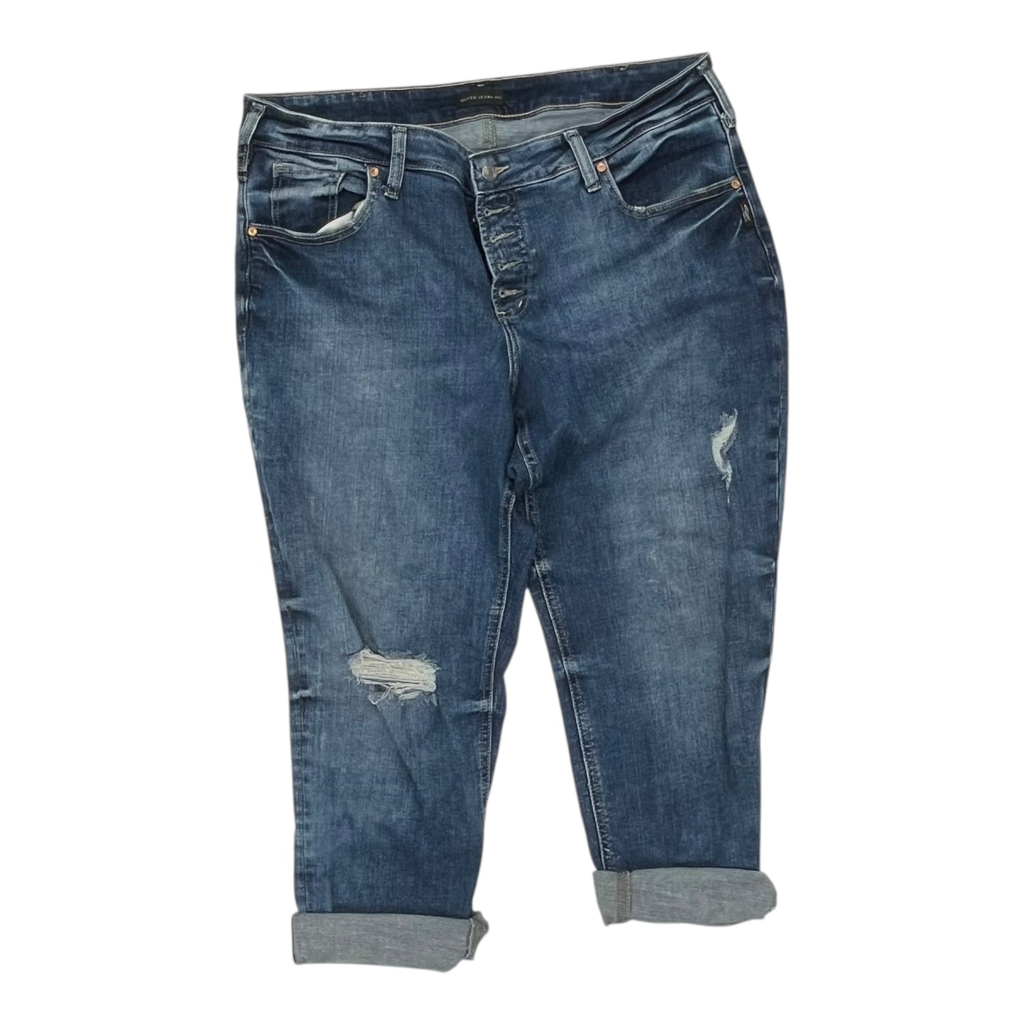 Jeans Boyfriend By Silver In Blue Denim, Size:20