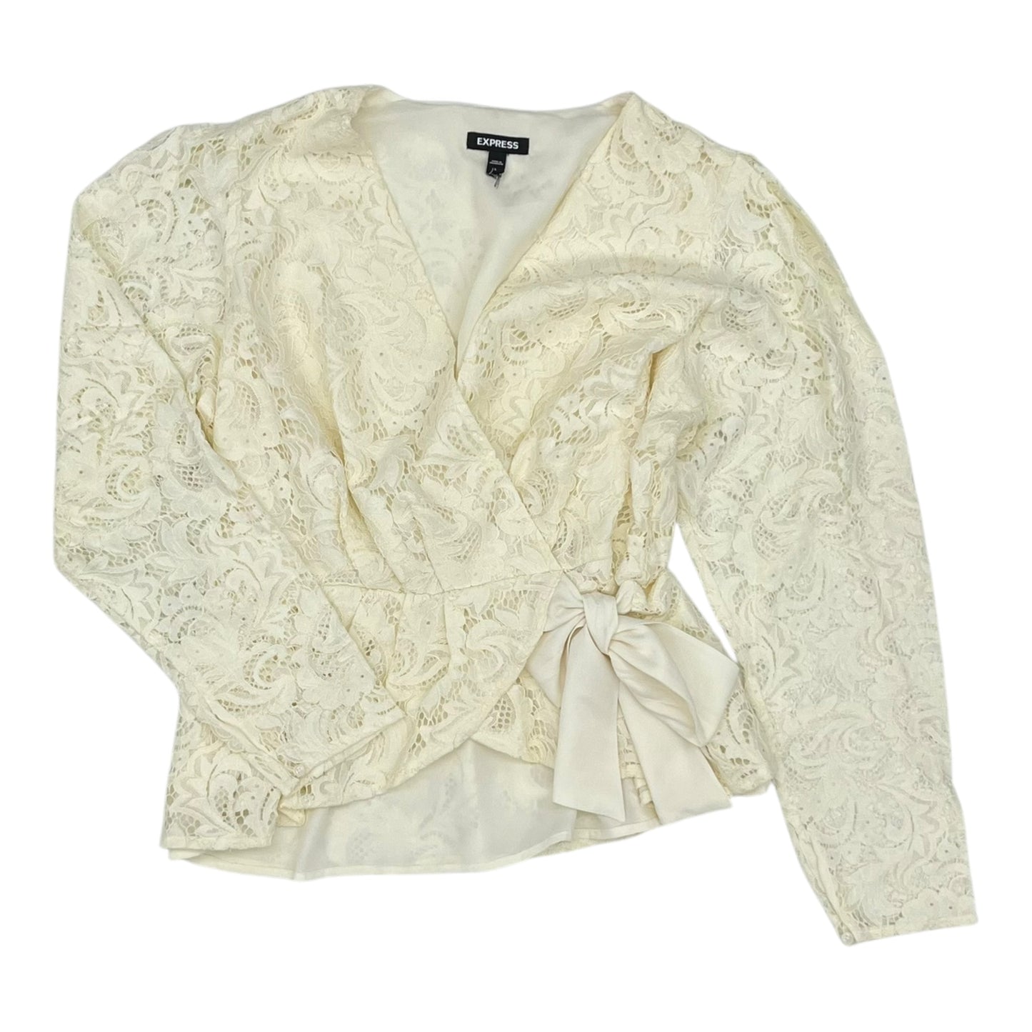 Blouse Ls By Express In Cream, Size:L