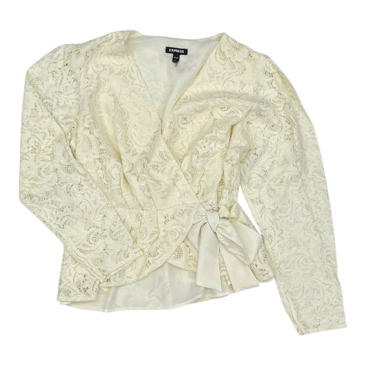 Blouse Ls By Express In Cream, Size:L